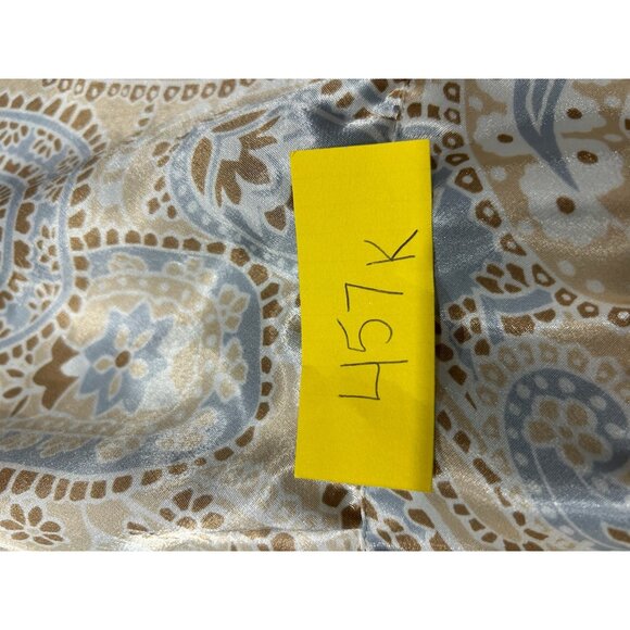 ShipN Shore Paisley Satin Blouse Sz M Long Sleeve Cowl Neck Beige Blue Print - Picture 7 of 8